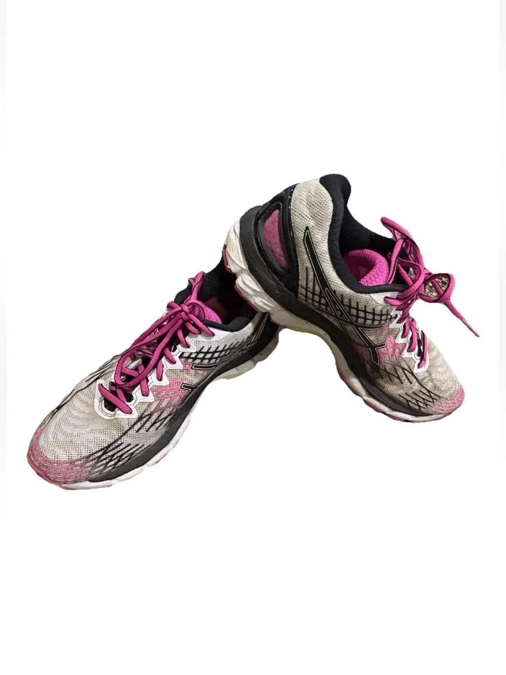 Women’s ASICS Gel-Nimbus 17 Running Shoes In Gray & Pink, US Size 8, Preowned